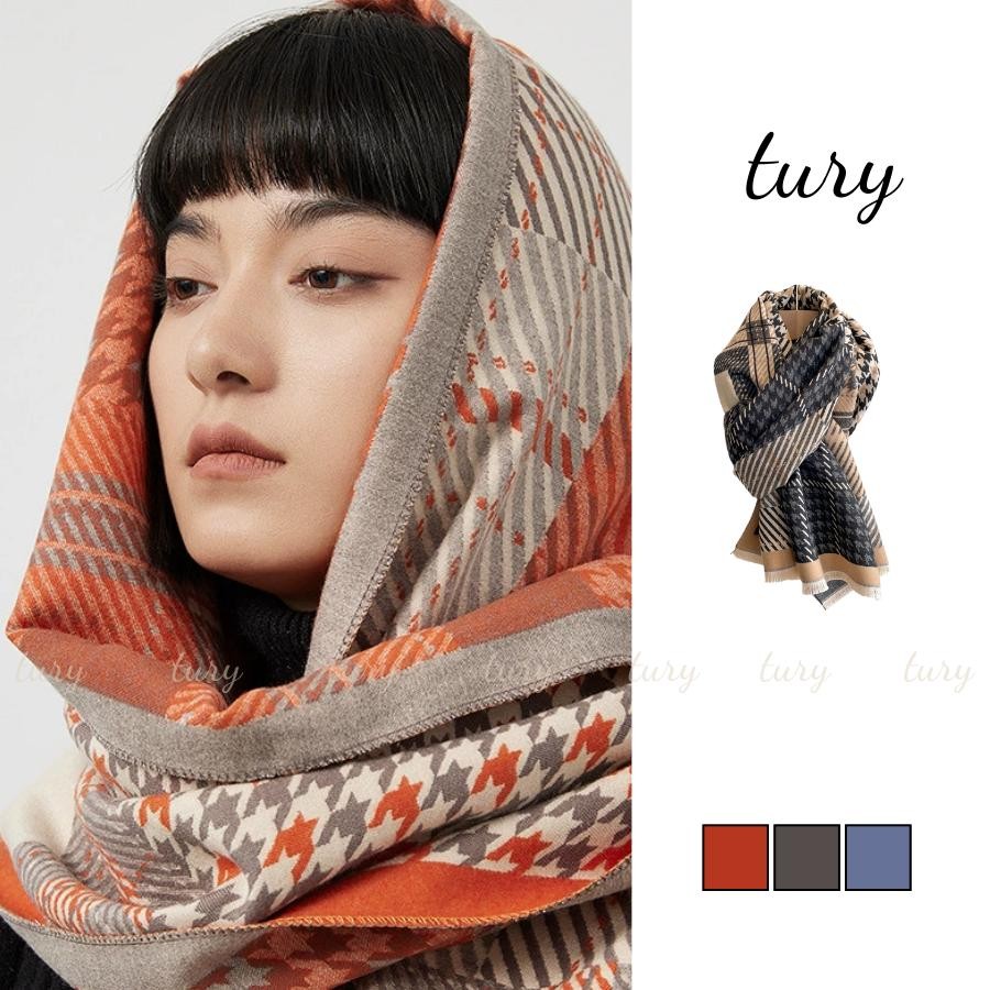 Khăn Quàng Cổ Len Unisex Nam Nữ - Tury - Khăn Choàng Cổ Len Họa Tiết Đơn Giản - LN081