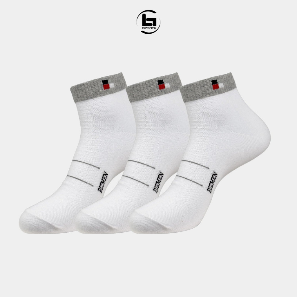 [COMBO 3 ĐÔI] BIZMEN Bộ 03 Đôi Tất Thể Thao Nam Cổ Ngắn BSC008EDP03 Cotton Latex Thoáng Khí Co Giãn Êm Chân