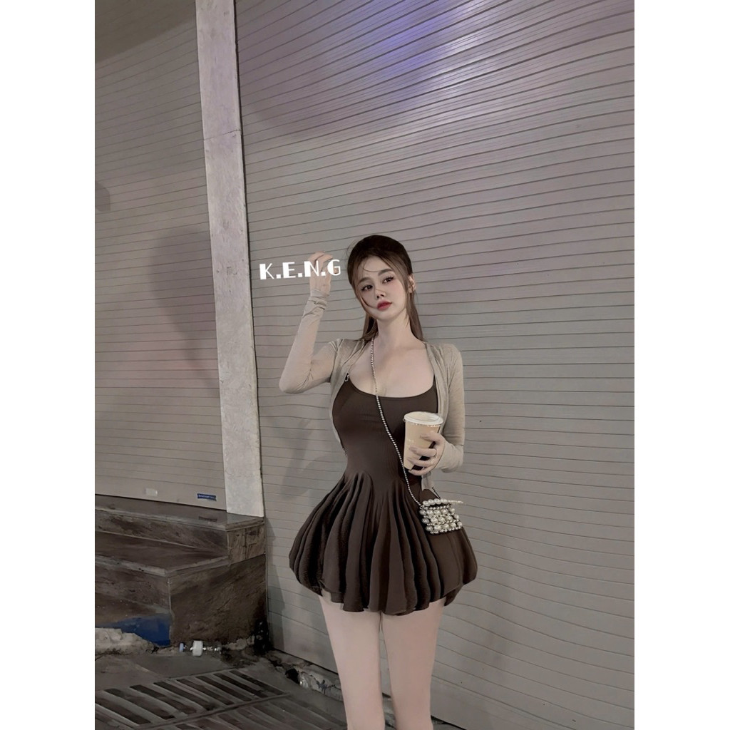 Set đầm xoè nữ kèm khoác diện thu nhẹ nhàng kèm quần a24 BYJOLIE