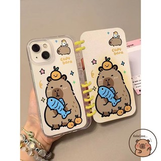 Ốp Thiết Kế Sách Sổ Tay Tương Thích Cho iPhone 13 12 11 Pro Max Ốp Điện Thoại Sách Capybara Dachshund Chó Con Mèo Hoạt Hình Dễ Thương Lật Vỏ Mềm Ốp Lưng