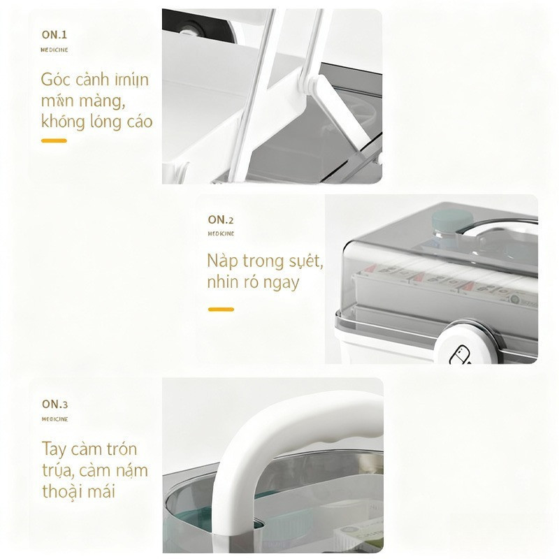 Hộp Đựng Thuốc Gia Đình 3 Tầng,Hộp thuốc y tế cho gia đình, Hộp lưu trữ nhiều lớp