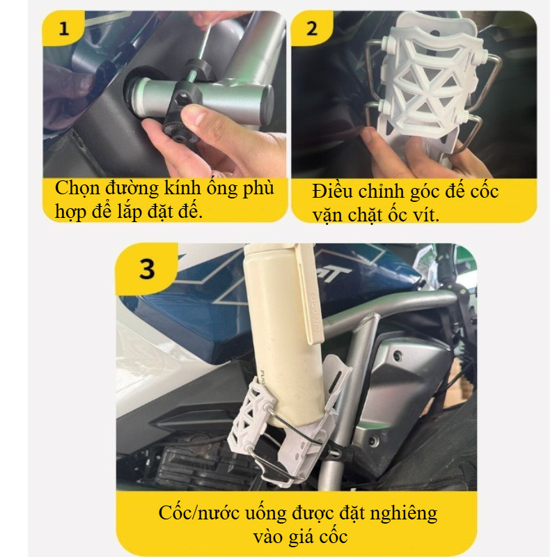 Giá đỡ bình nước gắn xe máy, có thể điều chỉnh, Tự Động Ôm Khít Cốc Ø32-77mm, xe đạp kẹp tự động