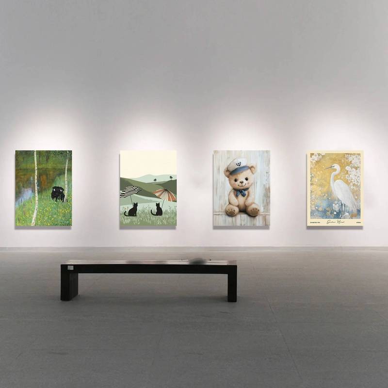 Cuddly Sinh Vật Thế Giới Lông Tơ Những Người Bạn Trong Tranh Canvas Mềm Cho Nghệ Thuật Trang Trí Tường Nhà Canvas Poster