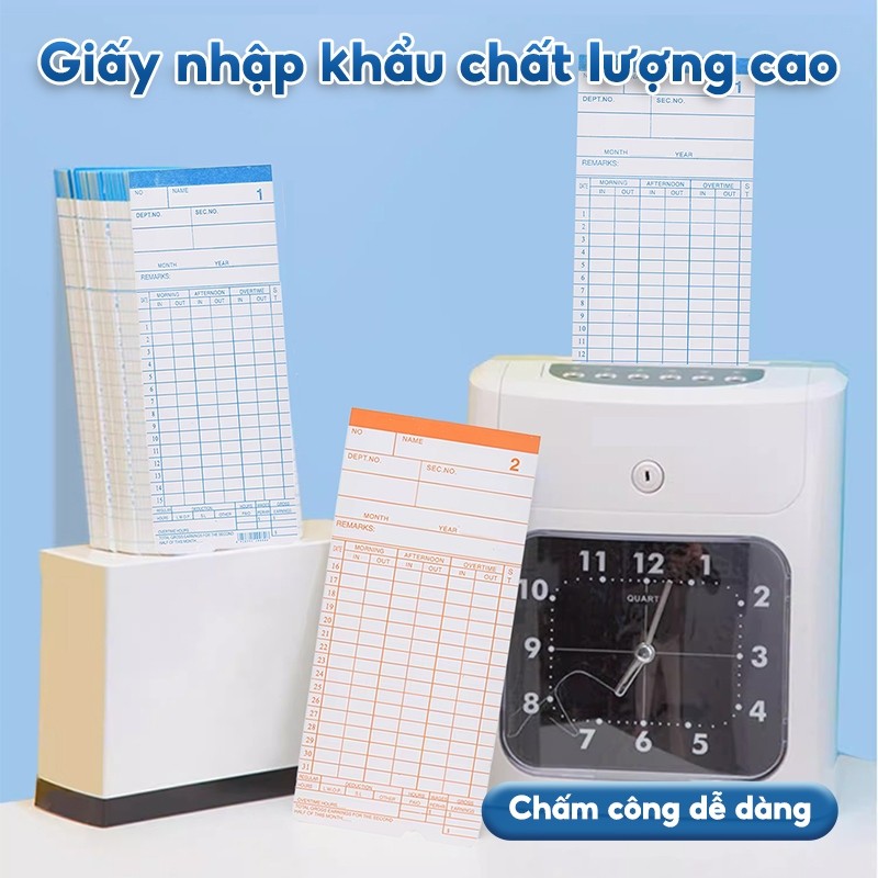 Thẻ Chấm Công Hai Mặt DEXIN F3505/F100BC – Giấy Bìa Cứng Cao Cấp, 100 Tờ/Gói, Dễ Ghi Và Lưu Trữ