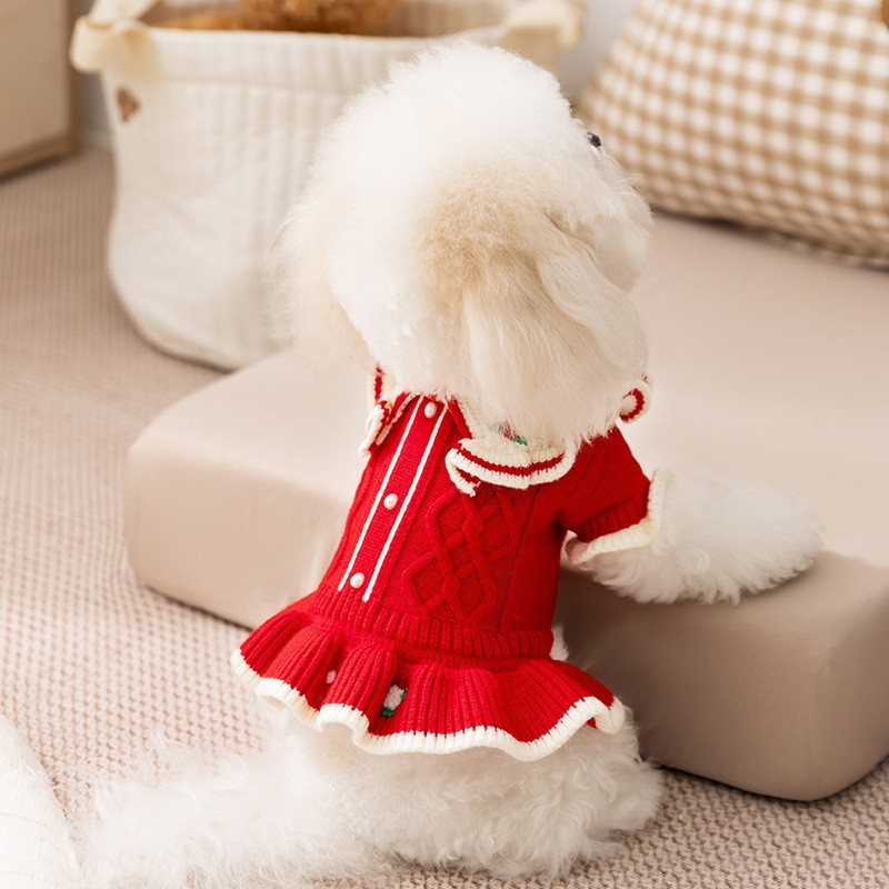 【Ready Stock】 Dog Clothes Thick Warm Sweater Knitwear for Autumn and Winter Teddy Cat Clothes Small and Medium-Sized Dogs Pet Clothes AfC4
