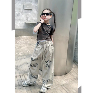 Set áo thun và quần ống rộng phong cách hiphop Mỹ – Trang phục streetwear cá tính cho bé gái