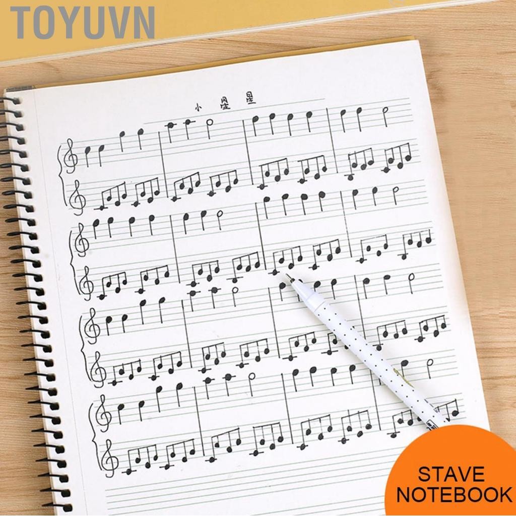 toyuvn Aumotop 50 trang Ký hiệu âm nhạc Nhân viên Sổ tay Âm nhạc Giấy viết Bản thảo Stave Sao chép Điểm Nhạc sĩ Nghiệp dư Piano đen Nốt Gấu vàng (đàn piano đen)