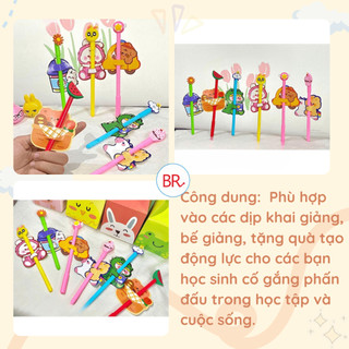 [Gía Sỉ] Set 100 thiệp cài kẹo mút,bút tặng quà 20/10 dễ thương -Thiệp gài kẹo mút hoạt hình cute bìa cứng ANGIHOME