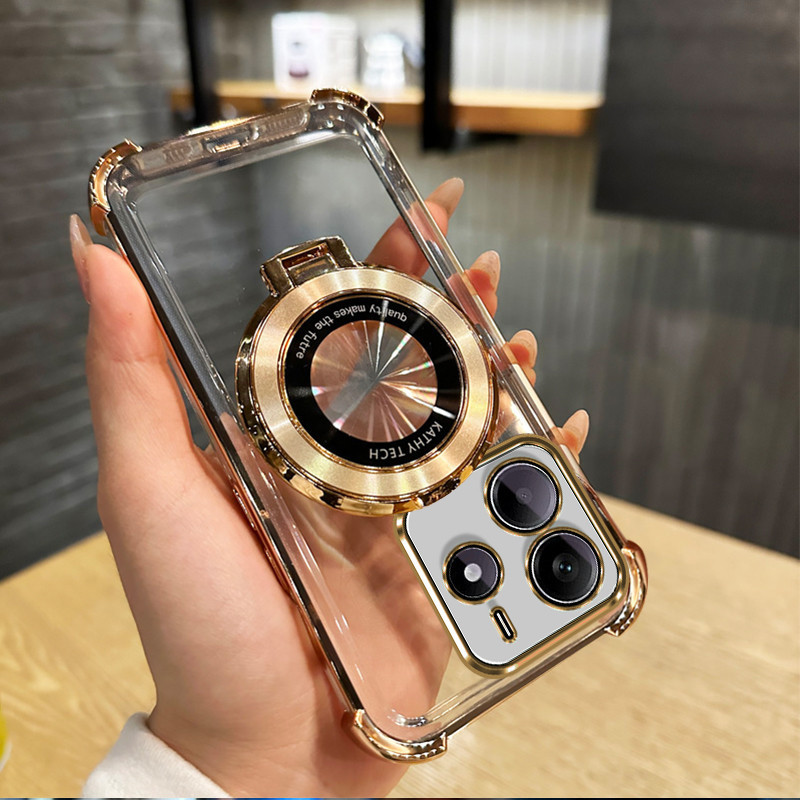 Ốp lưng cho redmi note 14 pro 5g redmi note 14 4g 2024 Vỏ điện thoại chống sốc 3D thiết kế mới thẩm mỹ Trong suốt có giá đỡ Vỏ mềm mới