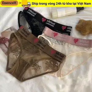 Quần lót ren thêu lưới ESSENCEH, Quần lót trong suốt thoáng khí liền mạch, Quần lót liền mạch thoáng khí bằng Nylon eo thấp gợi cảm