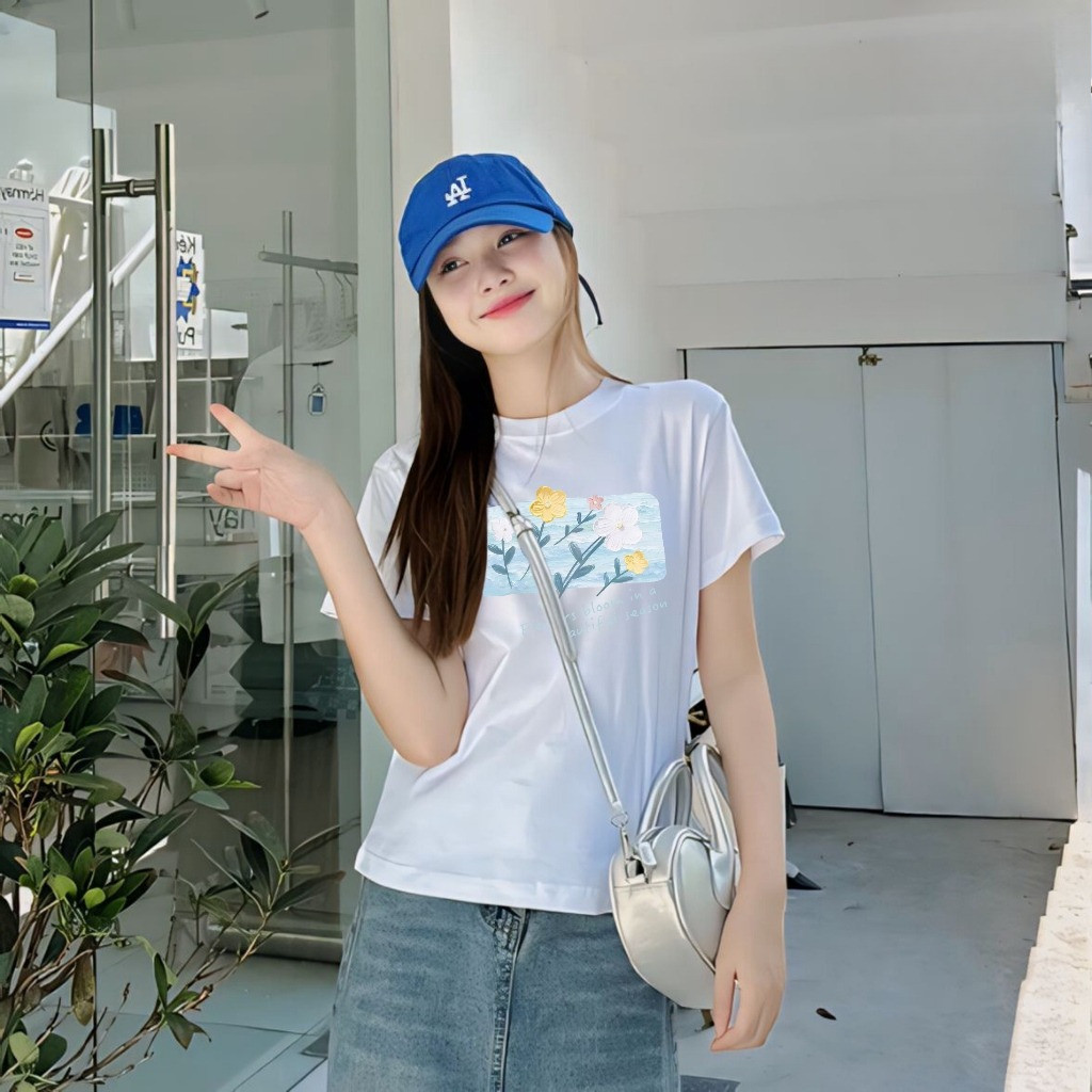 （Giao hàng 24h）Angela Áo thun nữ form vừa SUNTEE STFV547 phong cách basic in hình 047 vải cotton cao cấp thoáng mát