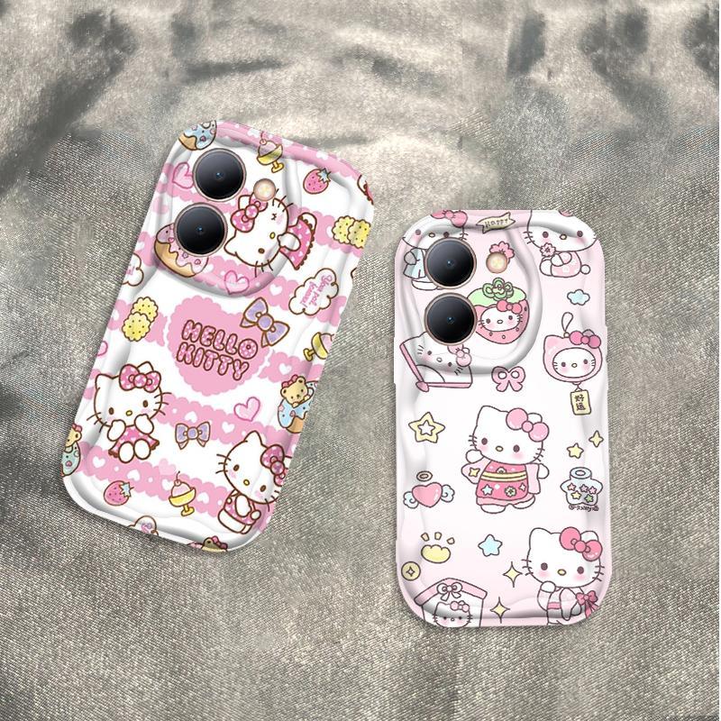 Vỏ Silicon Hoạt Hình Cho VIVO Y28 Y36 4G Y27S Bảo Vệ 3D Vỏ Điện Thoại Mềm TPU Kitty Girl Sinh Viên Chống Sốc Ốp Lưng