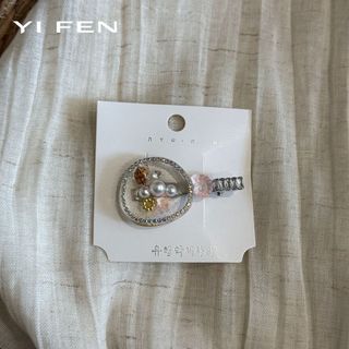 YIFEN Hàn Quốc Ngọt Hồng Pha Lê Tóc Mùa Hè Trán Tóc Gãy BB Bên Nổ Kẹp