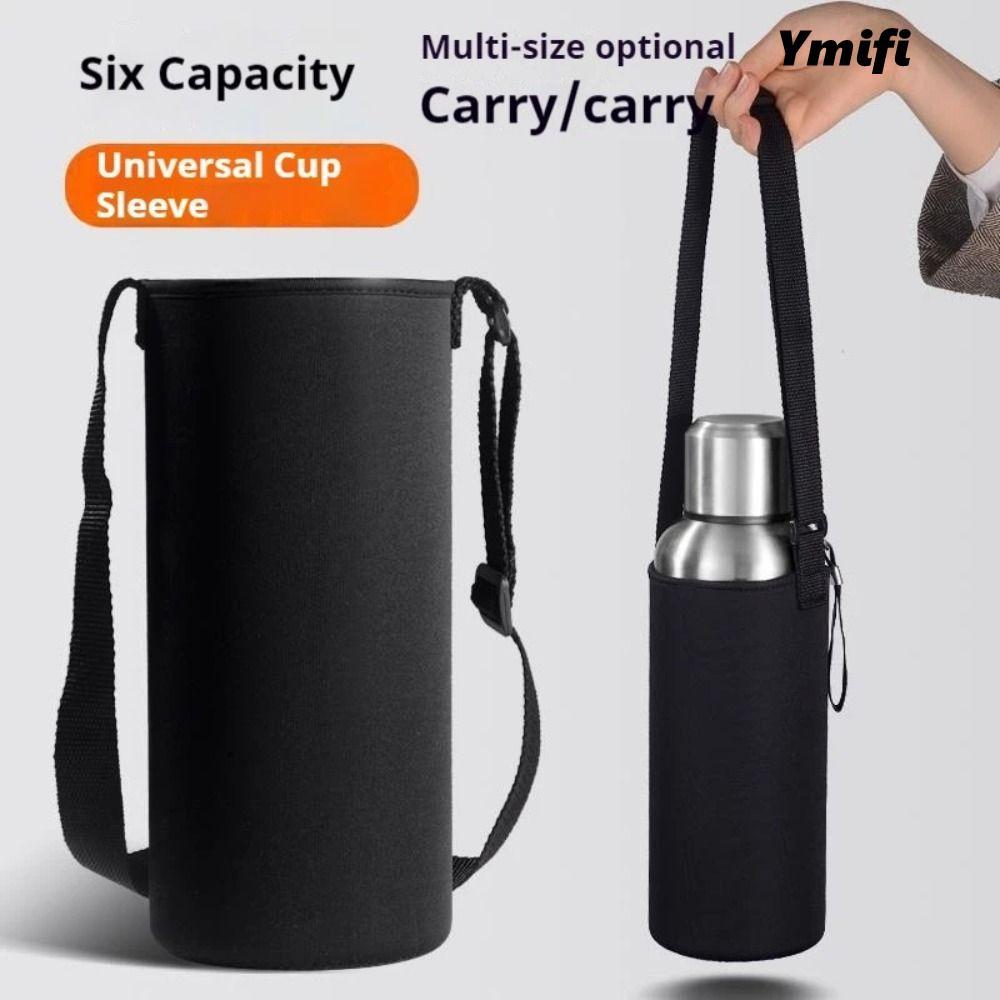 Giá đỡ chai nước YMIFI, Túi đựng chai cách nhiệt Neoprene màu đen, Túi đựng chai nước có dây đeo di động 750ML / 1000ML / 1500ML