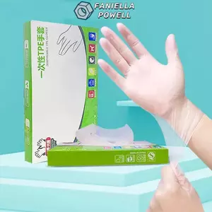 FANIELLAPOWELL 100 Chiếc Găng Tay Vệ Sinh, Găng Tay Dùng Một Lần An Toàn Bằng Axit TPE, Găng Tay Cao Su Trong Suốt Chống Trơn Trượt