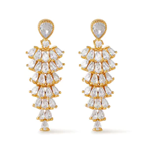 Shuling Mới Thời Trang Tua Rua Trang Sức Nữ Cao Cấp Full Kim Cương Zircon Bông Tai Giọt Dài