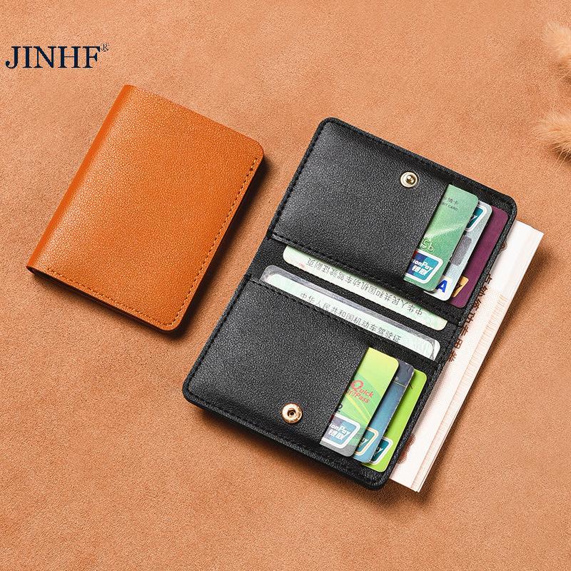 JINHF Màu Trơn Da PU Ví Nhỏ Dành Cho Nữ Ngắn Đơn Giản Ví Nữ Có Nút Siêu Mỏng Thẻ Tín Dụng Túi Đựng Tiền Xu HOT