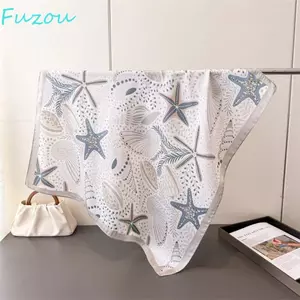 Khăn quàng cổ in hình sao biển FUJIOU, Khăn vuông nhỏ in hình ngôi sao biển, Tất cả các trận đấu Conch Y2K Hình dạng hình học Vỏ Khăn lụa Phụ kiện khăn quàng cổ