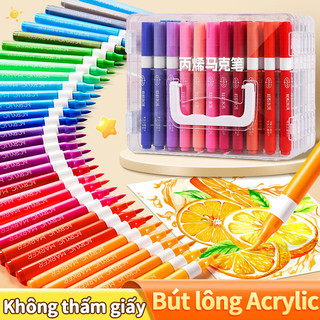 Bút màu acrylic marker cao cấp ngòi brush hộp 60/72/84 màu bút sơn sáng tạo cho học sinh vẽ DIY