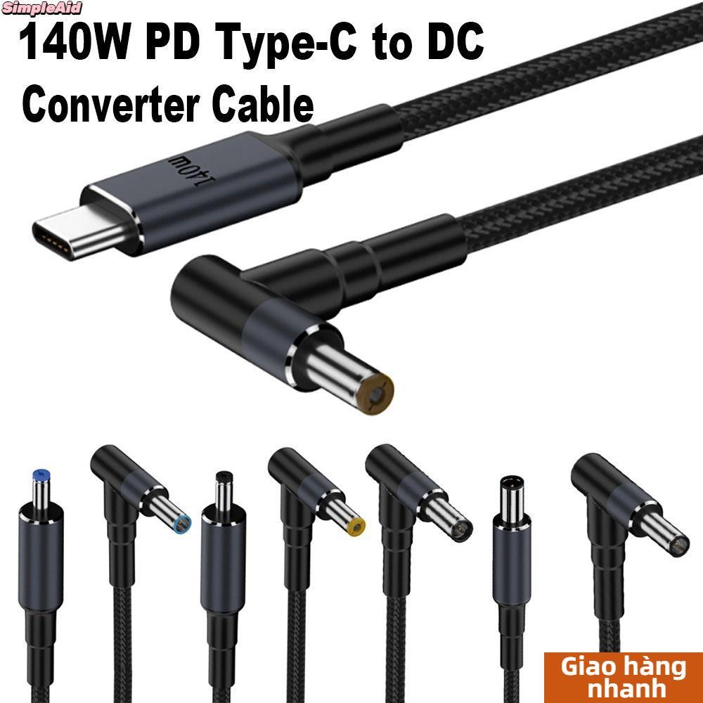 [COD] Dây chuyển đổi SIMPLEAID 180CM PD 140W, Cáp USB Type C sang DC 5.5X2.5mm, Chip đánh dấu chuyên nghiệp 20V 7A Nhiều mẫu Dây sạc nhanh cho / Dell / Asus Văn phòng tại nhà
