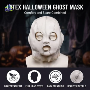 Mặt nạ toàn đầu ma cao su đáng sợ Tiệc Halloween Cosplay Prop