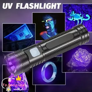 Đèn pin UV TOPTOOLCX, Đèn pin mini có thể sạc lại USB- C, Đèn pin cực tím chống nước cầm tay 365nm dành cho vết bẩn cho thú cưng