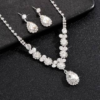 [Ktp] Bộ 3 Vòng Đeo tay bông tai dây chuyền Zircon đám cưới thời trang và sang trọng quà tặng trang sức cho Nữ