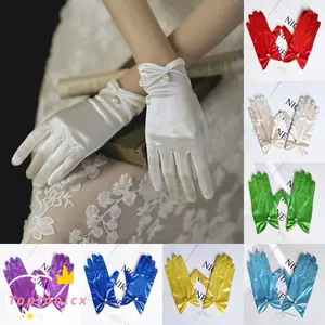 Găng Tay Satin TOPTOOLCX, Găng Tay Cô Dâu Satin Co Giãn, Hoạt Động Sự Kiện Đầm Màu Trơn Ngón Tay Ngắn Găng Tay Nữ