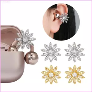 Cinna Glamorously Tai nghe Kẹp tai với họa tiết cánh hoa phức tạp và Zircon lấp lánh cho Freeclip 1 2 Kẹp trên quyến rũ