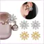 Cinna Glamorously Tai nghe Kẹp tai với họa tiết cánh hoa phức tạp và Zircon lấp lánh cho Freeclip 1 2 Kẹp trên quyến rũ