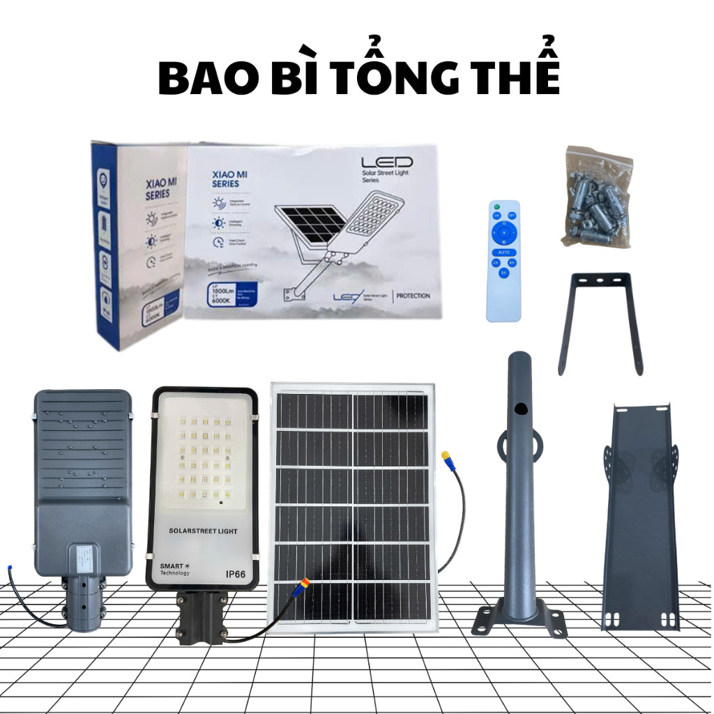 Đèn Đường Năng Lượng Mặt Trời 400W Chip LED SMD 3030 Pin Lithium Chống Nước IP67 Bảo Hành 5 Năm