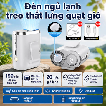 Quạt treo eo, quạt làm mát, quạt ngoài trời, quạt cầm tay, quạt sạc USB, quạt du lịch, bảo hành 3 năm