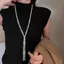 AqToCna Hai Lớp Mô Phỏng Ngọc Trai Trang Sức Dài Nelace Nữ Cổ Điển Hạt Dây Xích Nelaces & Mặt Dây Quà Tặng Mỹ AqToCna