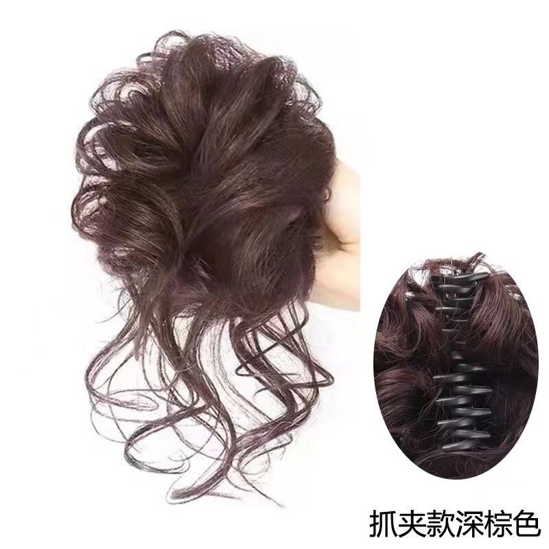 Dây buộc tóc giả búi củ tỏi bồng bềnh tự nhiên, tóc giả tạo kiểu tóc búi丸子头 dễ thương