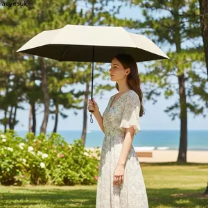 Ô chống nắng siêu nhẹ LACYESUK, chống nắng và mưa Cả hai đều sử dụng Tấm che nắng chống tia cực tím gia cố, 3 ô đựng bút chì bỏ túi bằng sợi Carbon màu trơn gấp mùa hè