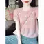 Thiết kế phiên bản Hàn Quốc Áo khoác ngoài màu hồng Phong cách mới Đồ dệt kim ngắn tay tinh tế Phong cách phương Tây Mùa hè Rỗng