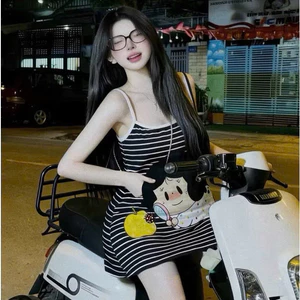 Đầm 2 Dây Kẻ Cô Bé Ăn Táo KCloset Váy Suông Chất Cotton Mềm Mịn Nữ Tính NA176