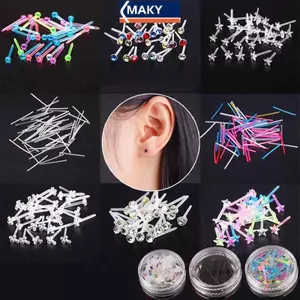 MAKY 60 Cái / 200 Cái Nhiều Màu Sắc Chống Dị Ứng Bông Tai Nhựa Chống Rỉ Tai Stis Kit VN