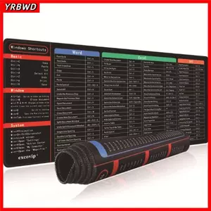 Miếng Lót Chuột Ngắn YRBWD, Thảm Để Bàn Mở Rộng Chống Thấm Nước, Cao Su Chống Trơn Trượt Excel Phím Tắt Mousepad Phần Mềm PowerPoint