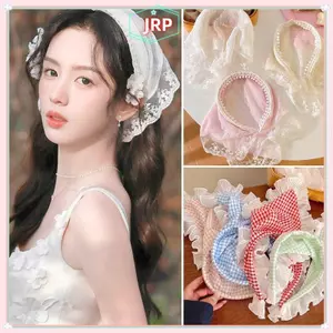 JRP Trắng Ren Khăn Trùm Đầu Phong Cách Mục Vụ Khăn Trùm Đầu Hình Tam Giác Khăn Nữ Retro Khăn Trùm Đầu Du Lịch Ảnh Phụ Kiện Tóc JRP