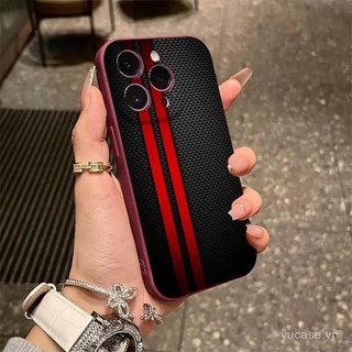 Ốp Điện Thoại Nếp Nhăn Mát Linh Hoạt Màu Đỏ Dọc Đường Sợi Carbon Họa Tiết Thích Hợp Cho iPhone 16promax xr xs 11promax 12promax 13 14 15 pro max 17promax 11 12 Vỏ Bảo Vệ Chống Sốc