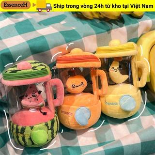ESSENCEH Máy ép trái cây Đồ chơi sang trọng, Túi hoạt hình Mặt dây chuyền Máy xay sinh tố Đồ chơi, Dây rút vui nhộn Xoay dưa hấu / Cam / Chuối Móc khóa sang trọng Quà tặng trẻ em