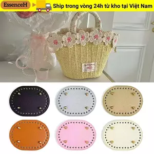 ESSENCEH Túi hình bầu dục đáy, Phụ kiện túi xách bằng da PU 14,5cm * 11cm, với 36 lỗ Chất liệu DIY Bộ phận túi móc cho túi dệt kim