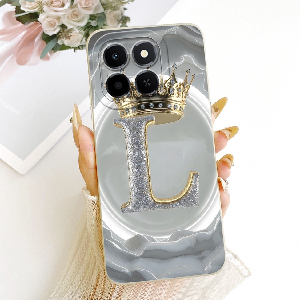 Dành Cho Honor X6c Ốp Lưng Thẩm Mỹ Cao Cấp Chữ Cái Thời Trang Vương Miện 2D Vỏ Sơn NIC-LX1 NIC-LX2 NIC-LX3