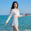 Bảo Thủ Đồ Bơi Nữ Sinh Mùa Hè Chia Ba Mảnh Bộ Đồ Chống Nắng Dài Tay Đi Biển Cô Gái Ngọt Ngào Bao Chuông