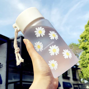 Nhỏ Daisy Nhựa Cốc Nam Nữ Sinh Viên Tiện Dụng Cốc Mờ Trong Suốt Hoa Trà Nước Quà Tặng 6PIK