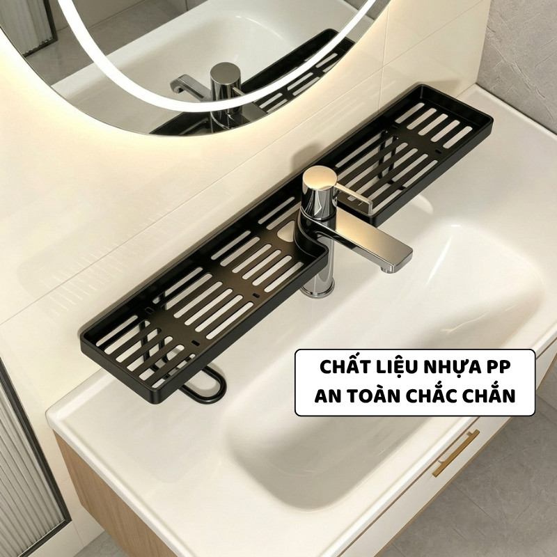 Kệ Để Đồ Bồn Rửa Mặt ENODA HOME, Giá Kệ Nhựa Đựng Đồ Đa Năng Phòng Tắm Rãnh Chữ U Bền Đẹp P048