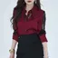 Áo Sơ Mi Đỏ Nữ Phong Cách Mới Cao Cấp Ánh Sáng Sang Trọng Pháp Thời Trang Tính Khí Áo Sơ Mi Nữ Gợi Cảm Ren Khâu Top Nữ