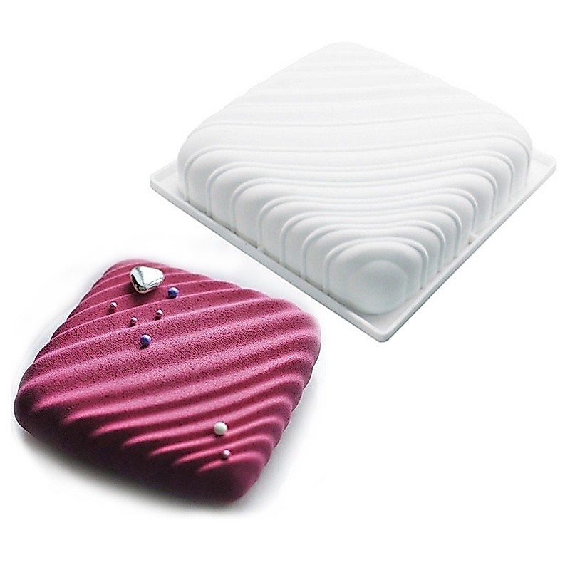 Khuôn Silicone Làm Bánh mousse Hình Vuông Kẻ Sọc diy