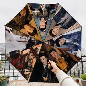 Bán chạy Lin Yi Liu Yuning Star Idol Fan Hỗ trợ Quà tặng Ngoại vi Ba gấp hoàn toàn tự động Mưa hoặc Mưa ô chống nắng